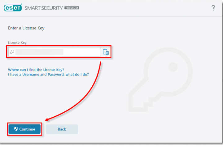eSet internet security key